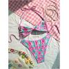 image:imageFloerns Womens Plus Size Bikini Sets Floral Twist Front Halter Swimsuit High Cut Bathing SuitHot Pink
