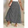 image:imageFloerns Womens Plus Size Boho Floral Maxi Skirt High Waisted Split Thigh Summer Vacation Beach Long SkirtsBlack Floral