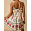image:imageFloerns Womens Plus Size Boho Floral Print Cami Dress Backless Sleeveless Ruffle Mini DressesMulti Green