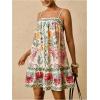 image:imageFloerns Womens Plus Size Boho Floral Print Cami Dress Backless Sleeveless Ruffle Mini DressesMulti Green