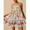 image:imageFloerns Womens Plus Size Boho Floral Print Cami Dress Backless Sleeveless Ruffle Mini DressesMulti Green
