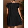 image:imageFloerns Womens Plus Size Boho Floral Tunic Dress Ruffle Cap Sleeve Summer DressesBlack