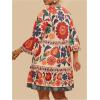 image:imageFloerns Womens Plus Size Boho Notch Neck Flowy Dress 34 Sleeve Ruffle Short DressesFloral Multi