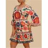image:imageFloerns Womens Plus Size Boho Notch Neck Flowy Dress 34 Sleeve Ruffle Short DressesFloral Multi