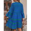 image:imageFloerns Womens Plus Size Boho Notch Neck Flowy Dress 34 Sleeve Ruffle Short DressesRoyal Blue