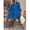 image:imageFloerns Womens Plus Size Boho Notch Neck Flowy Dress 34 Sleeve Ruffle Short DressesRoyal Blue