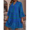 image:imageFloerns Womens Plus Size Boho Notch Neck Flowy Dress 34 Sleeve Ruffle Short DressesRoyal Blue
