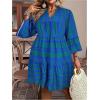 image:imageFloerns Womens Plus Size Boho Notch Neck Flowy Dress 34 Sleeve Ruffle Short DressesRoyal Blue