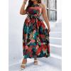 image:imageFloerns Womens Plus Size Boho Sleeveless Halter Neck Tie Back A Line Long DressBlack Multi