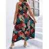 image:imageFloerns Womens Plus Size Boho Sleeveless Halter Neck Tie Back A Line Long DressBlack Multi
