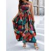 image:imageFloerns Womens Plus Size Boho Sleeveless Halter Neck Tie Back A Line Long DressBlack Multi