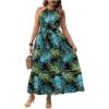 image:imageFloerns Womens Plus Size Boho Sleeveless Halter Neck Tie Back A Line Long DressBlack Plant