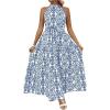 image:imageFloerns Womens Plus Size Boho Sleeveless Halter Neck Tie Back A Line Long DressBlue