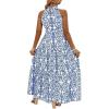 image:imageFloerns Womens Plus Size Boho Sleeveless Halter Neck Tie Back A Line Long DressBlue