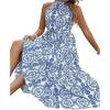 image:imageFloerns Womens Plus Size Boho Sleeveless Halter Neck Tie Back A Line Long DressBlue