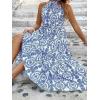 image:imageFloerns Womens Plus Size Boho Sleeveless Halter Neck Tie Back A Line Long DressBlue
