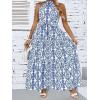 image:imageFloerns Womens Plus Size Boho Sleeveless Halter Neck Tie Back A Line Long DressBlue