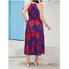 image:imageFloerns Womens Plus Size Boho Sleeveless Halter Neck Tie Back A Line Long DressBlue and Red