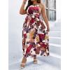 image:imageFloerns Womens Plus Size Boho Sleeveless Halter Neck Tie Back A Line Long DressBrown Tropical