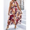 image:imageFloerns Womens Plus Size Boho Sleeveless Halter Neck Tie Back A Line Long DressBrown Tropical