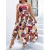 image:imageFloerns Womens Plus Size Boho Sleeveless Halter Neck Tie Back A Line Long DressBrown Tropical