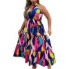 image:imageFloerns Womens Plus Size Boho Sleeveless Halter Neck Tie Back A Line Long DressDeep Blue