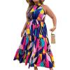 image:imageFloerns Womens Plus Size Boho Sleeveless Halter Neck Tie Back A Line Long DressDeep Blue