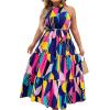 image:imageFloerns Womens Plus Size Boho Sleeveless Halter Neck Tie Back A Line Long DressDeep Blue