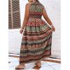 image:imageFloerns Womens Plus Size Boho Sleeveless Halter Neck Tie Back A Line Long DressGreen Multi