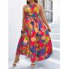 image:imageFloerns Womens Plus Size Boho Sleeveless Halter Neck Tie Back A Line Long DressHot Pink Floral