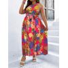 image:imageFloerns Womens Plus Size Boho Sleeveless Halter Neck Tie Back A Line Long DressHot Pink Floral