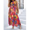 image:imageFloerns Womens Plus Size Boho Sleeveless Halter Neck Tie Back A Line Long DressHot Pink Floral