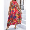 image:imageFloerns Womens Plus Size Boho Sleeveless Halter Neck Tie Back A Line Long DressHot Pink Floral