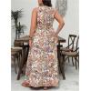image:imageFloerns Womens Plus Size Boho Sleeveless Halter Neck Tie Back A Line Long DressKhaki Multi