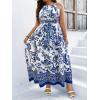 image:imageFloerns Womens Plus Size Boho Sleeveless Halter Neck Tie Back A Line Long DressLight Blue