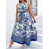 image:imageFloerns Womens Plus Size Boho Sleeveless Halter Neck Tie Back A Line Long DressLight Blue