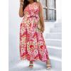 image:imageFloerns Womens Plus Size Boho Sleeveless Halter Neck Tie Back A Line Long DressLight Pink