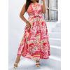 image:imageFloerns Womens Plus Size Boho Sleeveless Halter Neck Tie Back A Line Long DressLight Pink