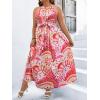 image:imageFloerns Womens Plus Size Boho Sleeveless Halter Neck Tie Back A Line Long DressLight Pink