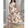 image:imageFloerns Womens Plus Size Boho Sleeveless Halter Neck Tie Back A Line Long DressMulti Apricot