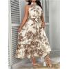 image:imageFloerns Womens Plus Size Boho Sleeveless Halter Neck Tie Back A Line Long DressMulti Apricot