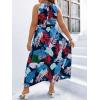image:imageFloerns Womens Plus Size Boho Sleeveless Halter Neck Tie Back A Line Long DressNavy Blue Floral