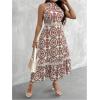 image:imageFloerns Womens Plus Size Boho Sleeveless Halter Neck Tie Back A Line Long DressRed