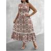 image:imageFloerns Womens Plus Size Boho Sleeveless Halter Neck Tie Back A Line Long DressRed