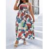 image:imageFloerns Womens Plus Size Boho Sleeveless Halter Neck Tie Back A Line Long DressWhite Brown Floral