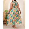 image:imageFloerns Womens Plus Size Boho Sleeveless Halter Neck Tie Back A Line Long DressYellow Green Multi