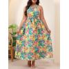 image:imageFloerns Womens Plus Size Boho Sleeveless Halter Neck Tie Back A Line Long DressYellow Green Multi