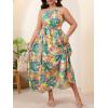 image:imageFloerns Womens Plus Size Boho Sleeveless Halter Neck Tie Back A Line Long DressYellow Green Multi