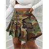 image:imageFloerns Womens Plus Size Camo Print Skirt Elastic Waist Pleated Hem Short SkirtArmy Green