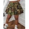 image:imageFloerns Womens Plus Size Camo Print Skirt Elastic Waist Pleated Hem Short SkirtArmy Green